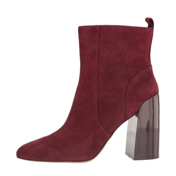 VINCE CAMUTO Enverna Almond-Toe Block Heeled Burgundy Suede Boots size 7.5 NWIB - Picture 3 of 14